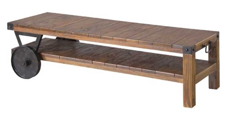 TA2263 天然木 アイアン トロリーテーブル｜幅120cm・完成品