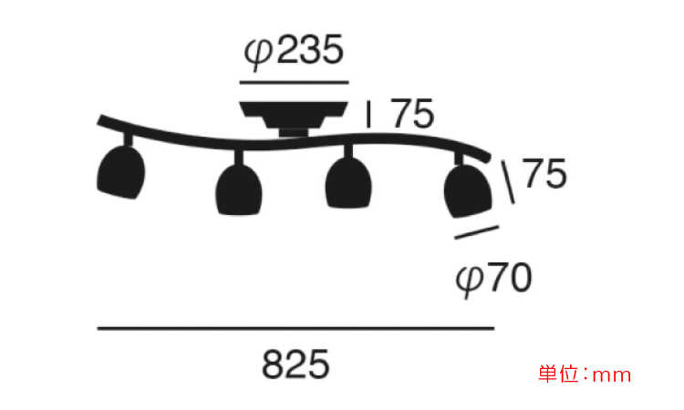 LT-2091 リモコン付き4灯シーリングライトのサイズ詳細画像