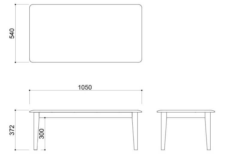 TA-1673 幅105cm天然木アルダー無垢製ローテーブルのサイズ詳細画像