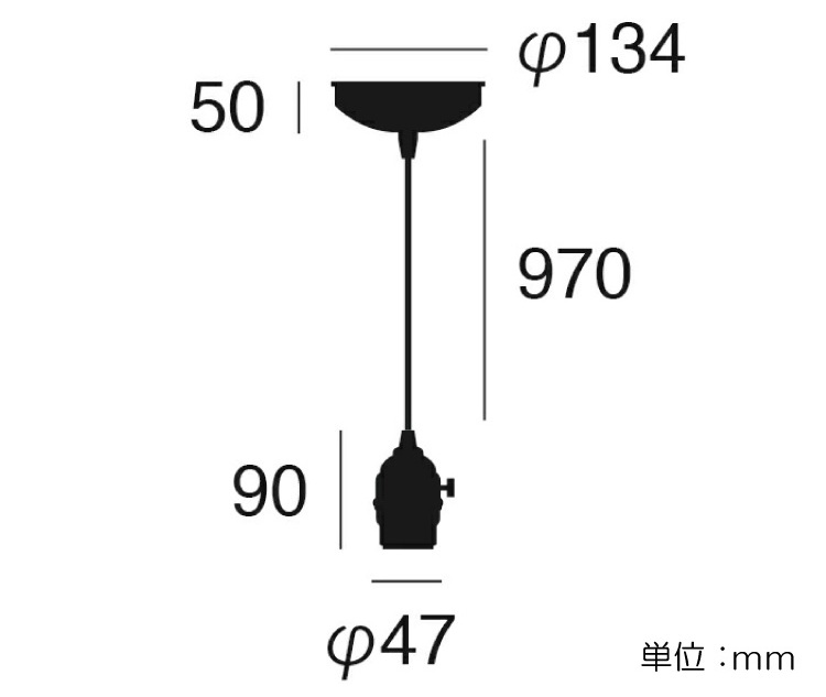 LT-3411 真鍮＆スチール製・1灯ペンダントランプのサイズ詳細画像