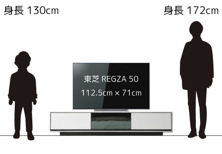 50型のテレビを幅180cmのテレビ台に置いたイメージ