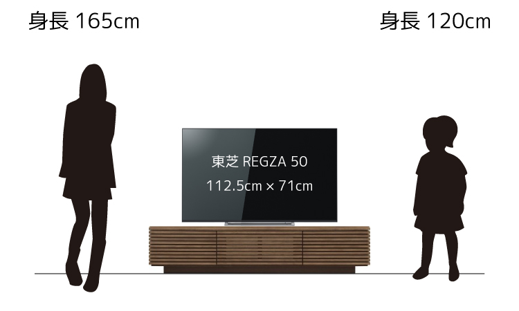 50型のテレビを幅160cmのテレビ台に置いたイメージ