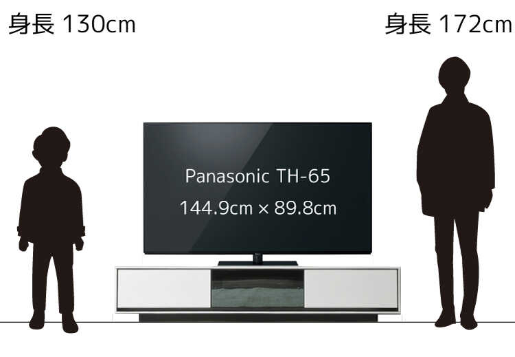65型のテレビを幅180cmのテレビ台に置いたイメージ