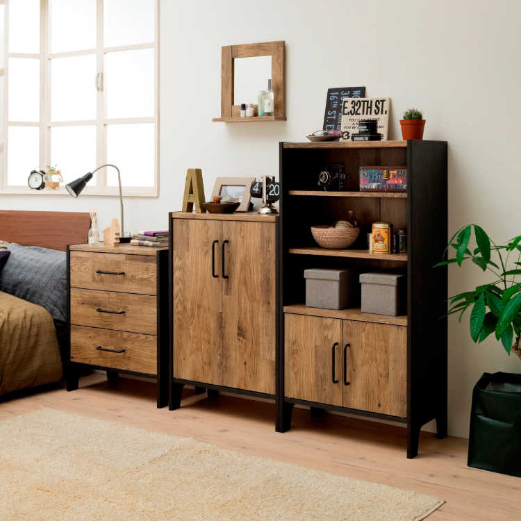 RA-2908 幅58cm・ヴィンテージモダン・木目調キャビネット（日本製）