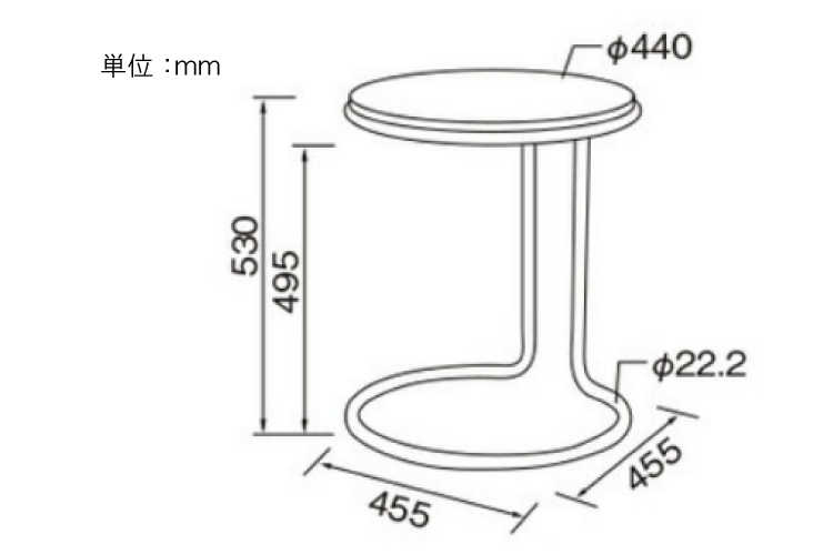 TA-2275 直径46cmサイドテーブル円形ホワイト光沢のサイズ詳細画像