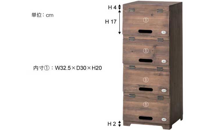ST-1253 幅34.5cm・天然木杉製・フラップ扉シューズラック（完成品）のサイズ詳細画像