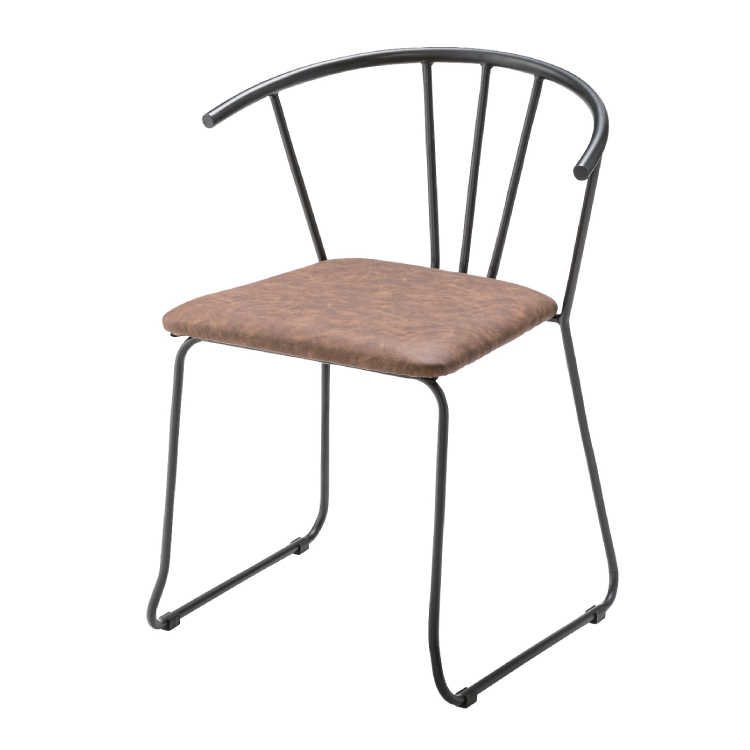 CH-3277 ソフトレザー＆アイアン製・ダイニングチェア（完成品）