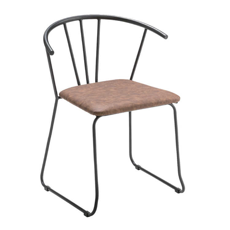 CH-3277 ソフトレザー＆アイアン製・ダイニングチェア（完成品）