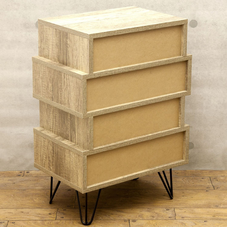 RA-3015 ヴィンテージ収納チェスト4段｜幅45cm古材風・レトロ
