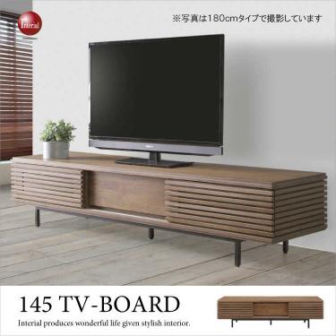 幅145cm・天然木ウォールナット製格子デザインテレビボード（完成品）【期間限定・大幅割引SALE中】