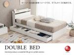 BE-3032 収納＆棚＆コンセント付き・ダブルベッド（ホワイト）