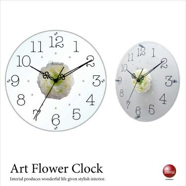 アートフラワー壁掛け時計（ホワイト）