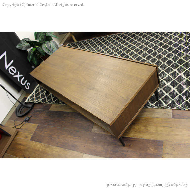 TA-2321 幅120cm・天然木ウォールナット製ローテーブル（引出し