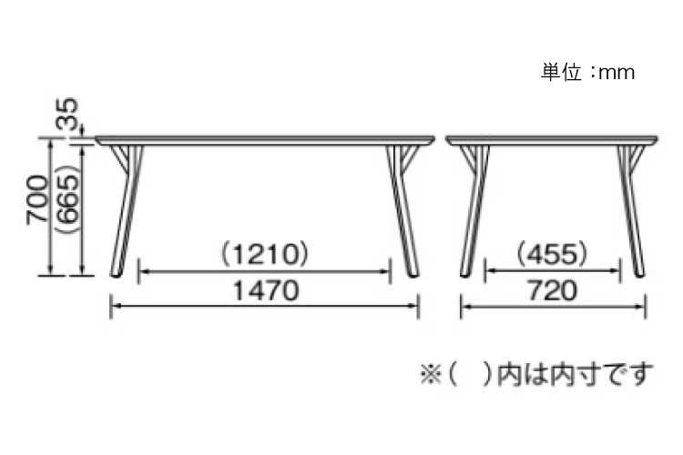 DI-2109 幅160cm・天然木オーク製・ダイニングテーブルのサイズ詳細画像