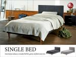 BE-3058 ウッドスプリング採用・合成皮革＆布張り・ヘッドパネル付きシングルベッド