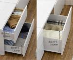 様々な大きさの収納物を大小の引出しで仕分け