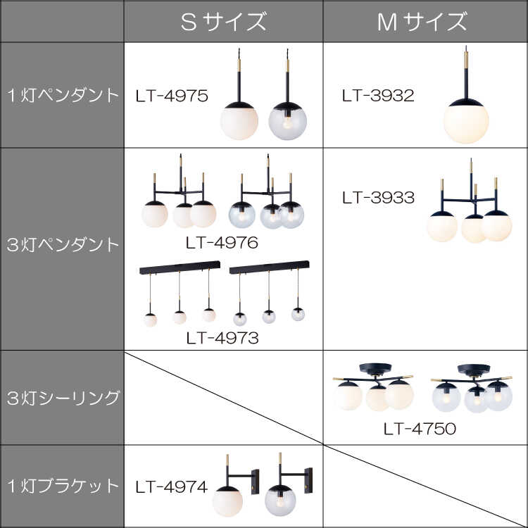 LT-3932 ボール型ミルクガラスシェード1灯ペンダントライトのシリーズ関連商品画像