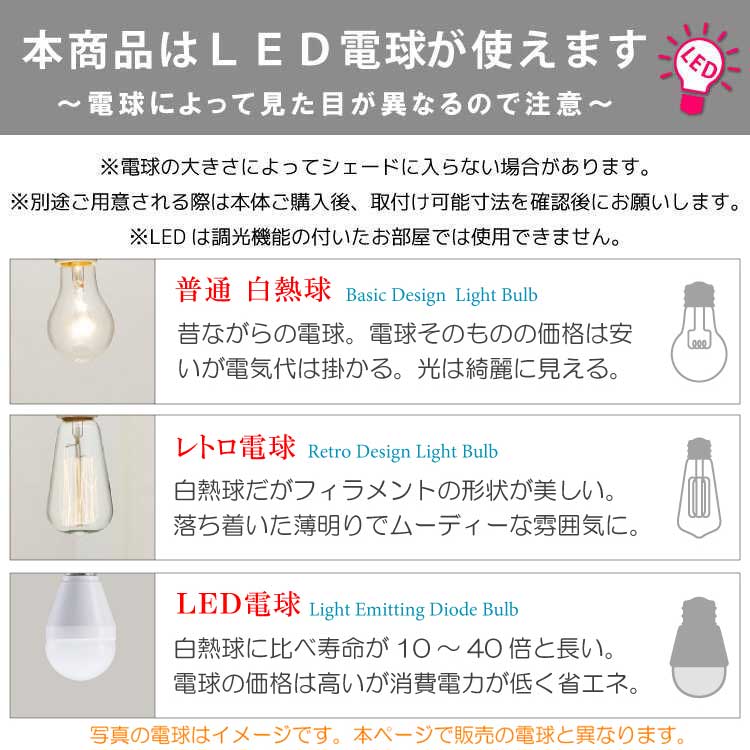 白熱球・レトロ球・LED電球の説明