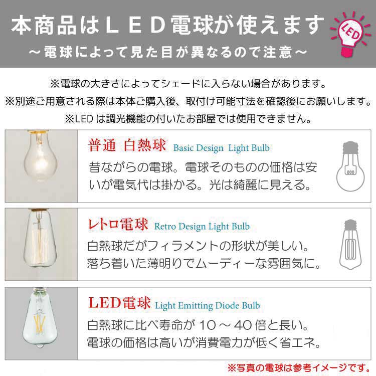 白熱球・レトロ球・LED電球の説明