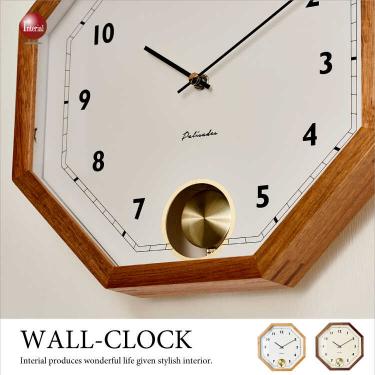 木製シンプル振り子時計（八角形デザイン／音なしスイープ針）