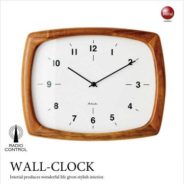 四角スクエア型電波時計（壁掛け木製おしゃれインテリア時計）