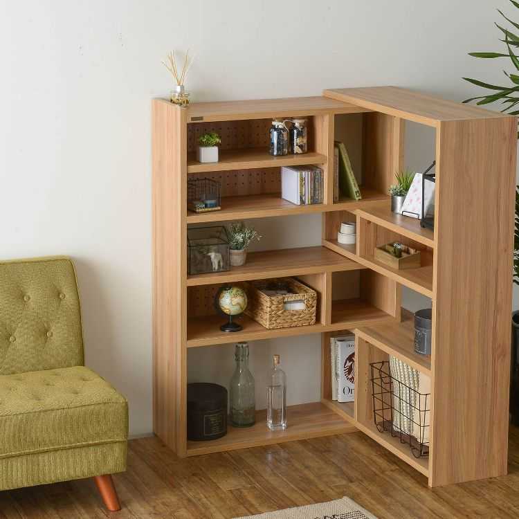 RA-3272 幅90～166cm・ウッド調伸縮オープンラック（ハイタイプ