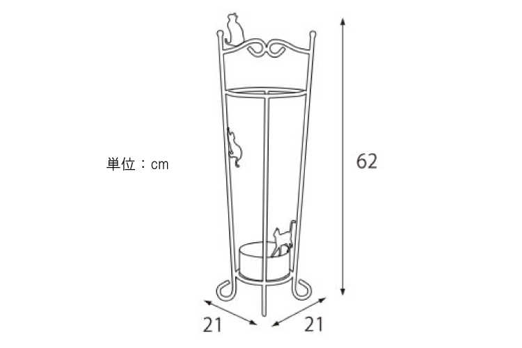 OT-1498 猫キャットデザイン傘立てのサイズ詳細画像