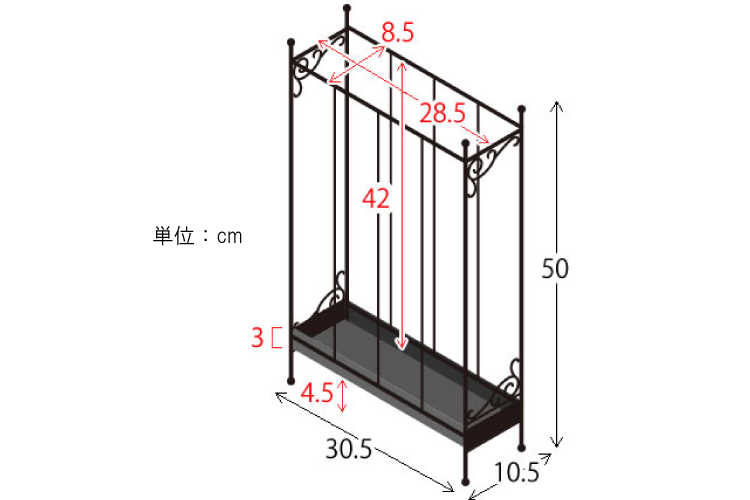 OT-1503 ワイドに使えるかわいい傘立てのサイズ詳細画像
