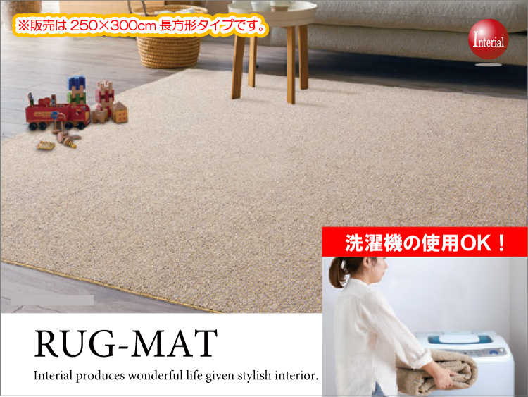 RG-3341 洗濯可能!超軽量&スリムラグ(長方形・日本製)250cm×300cm
