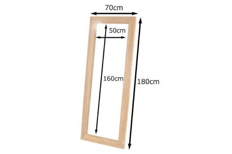 OT-1514 幅70cm・天然木チーク無垢材・壁掛けミラー（完成品）のサイズ詳細画像