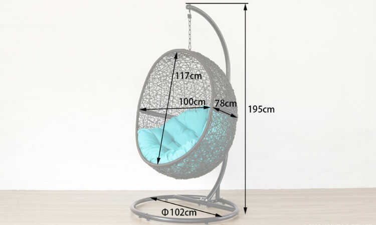SF-3799 幅102cmハンギングチェアアジアンリゾートのサイズ詳細画像