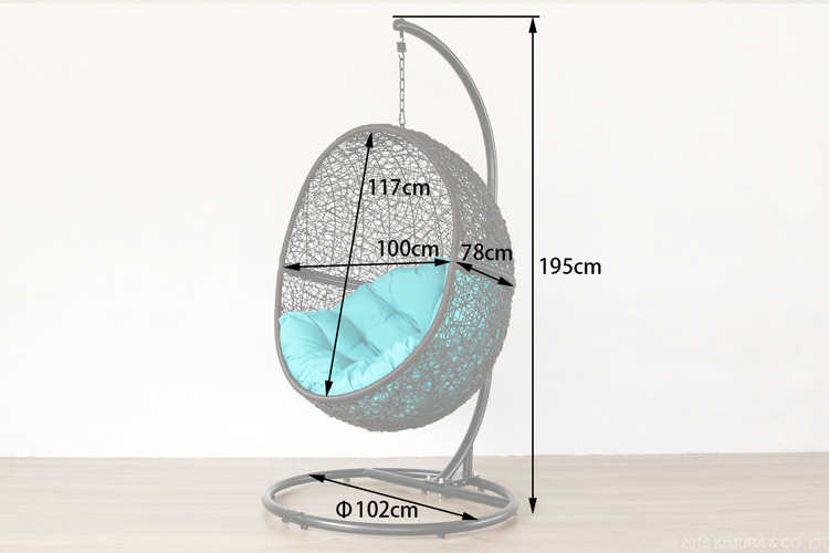 SF-3800 幅102cmハンギングチェアリゾートのサイズ詳細画像