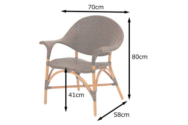 CH-3832 ラタン製椅子和風アジアンテイストのサイズ詳細画像
