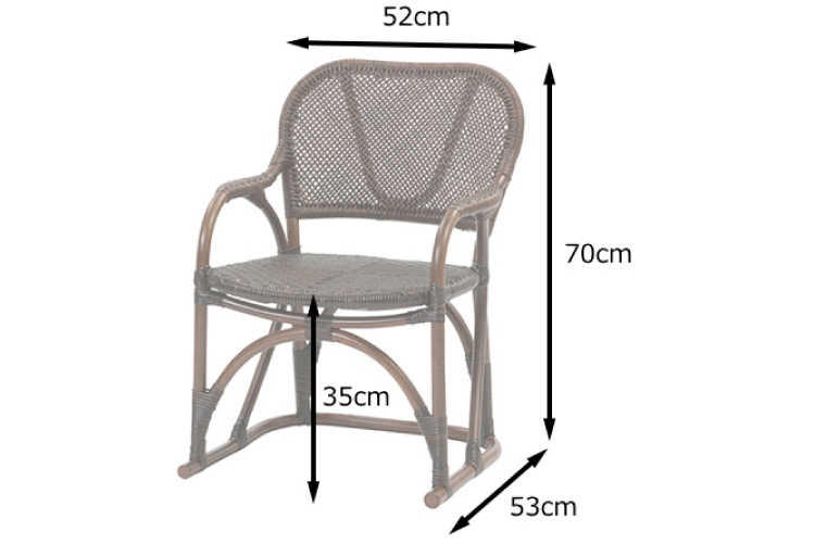 CH-3838 アジアン高座椅子籐ラタン製のサイズ詳細画像
