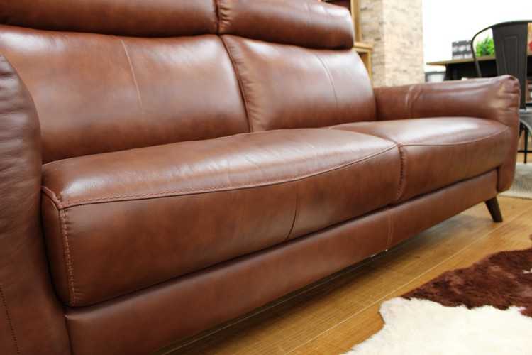 SF-3821 幅190cm・本革製3人掛けハイバックソファー（茶ブラウン・黒