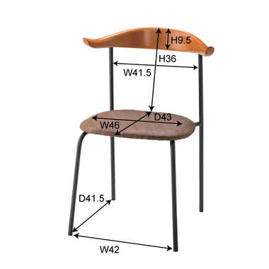 CH-3859 ソフトレザー＆天然木ビーチ製・ダイニングチェア（完成品）のサイズ詳細画像