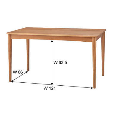 DI-2215 幅135cm・天然木オーク製ダイニングテーブル（ナチュラル）のサイズ詳細画像