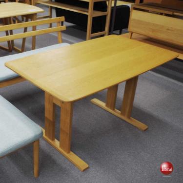 幅120cm・天然木オーク無垢製ダイニングテーブル（ナチュラル）【今なら室内搬入サービス無料（組立作業は含みません）】