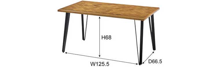 DI-2228 幅138cm・天然木オーク＆ミンディ製ダイニングテーブルのサイズ詳細画像
