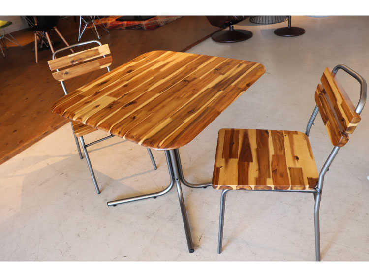 カリモク家具天然木無垢正方形ダイニングテーブル美品#003+