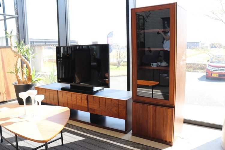 RA-3314 幅45cm・天然木ウォールナット無垢材製トールキャビネット