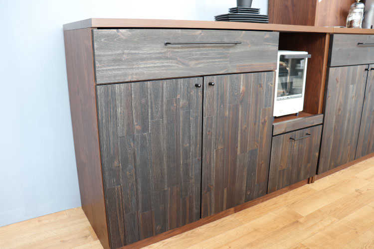 KI-1933 幅117cm・天然木アカシア製キッチンカウンター（日本製・完成 