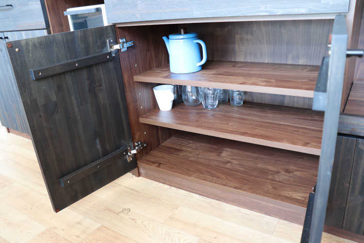 KI-1934 食器棚ヴィンテージ 幅117cmアカシア材日本製完成品
