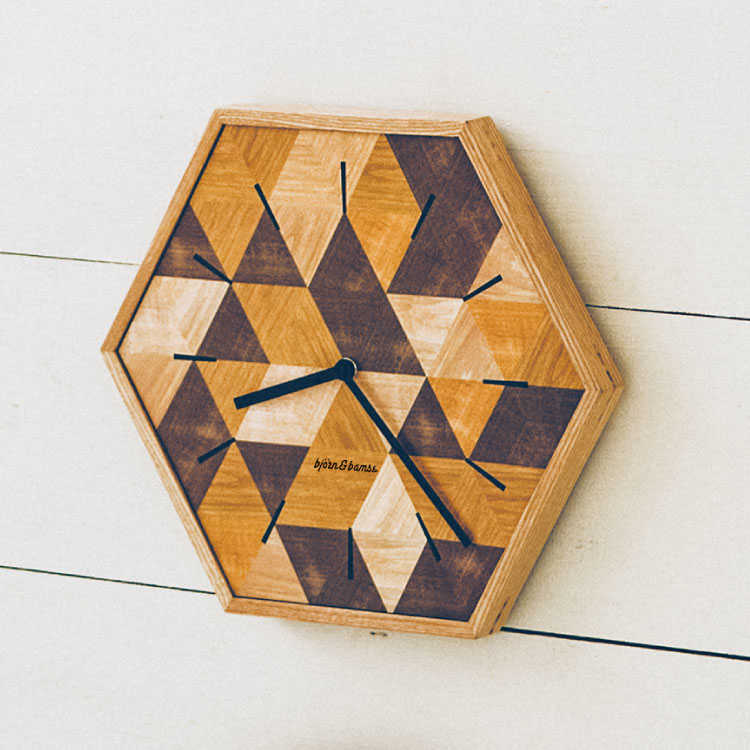 CL-2252 おしゃれ木製インテリア時計 八角形・音なしスイープ針