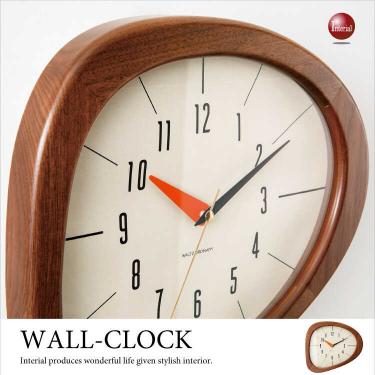 壁掛け時計かわいいブラウン色のアシンメトリー型（音なしスイープムーブメント）