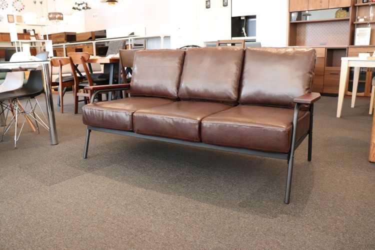 SF-3841 ヴィンテージ調3人掛けソファ（幅166cm・PVCレザー製）