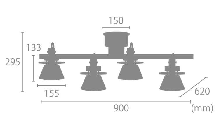 LT-4445 北欧シーリングライト4灯のサイズ詳細画像