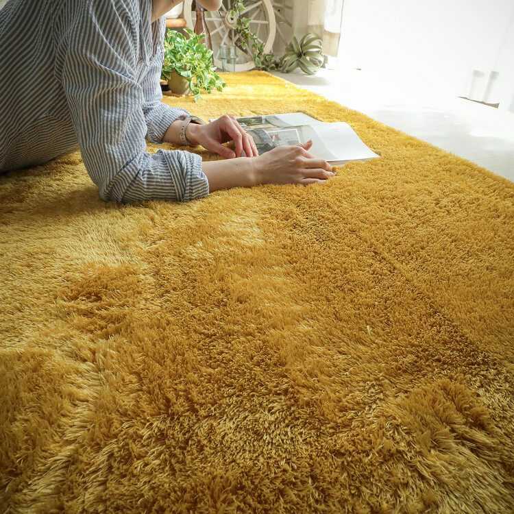 RG-3653 シャギーラグ洗えるイエロー黄色｜マイクロファイバ長方形