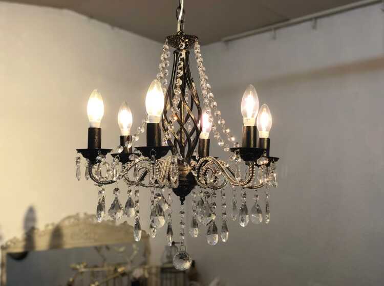 LT-4555 黒ブラックシャンデリア6灯｜アンティーク仕上LED対応
