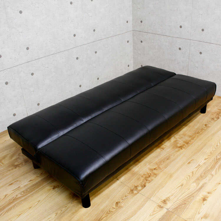 ソファーベッド　黒 SF-3858 シンプルソファーベッド黒ブラック｜3段階リクライニング